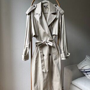 Trendy Beige Trench Coat H&M, Size S,M, L Natural Cotton